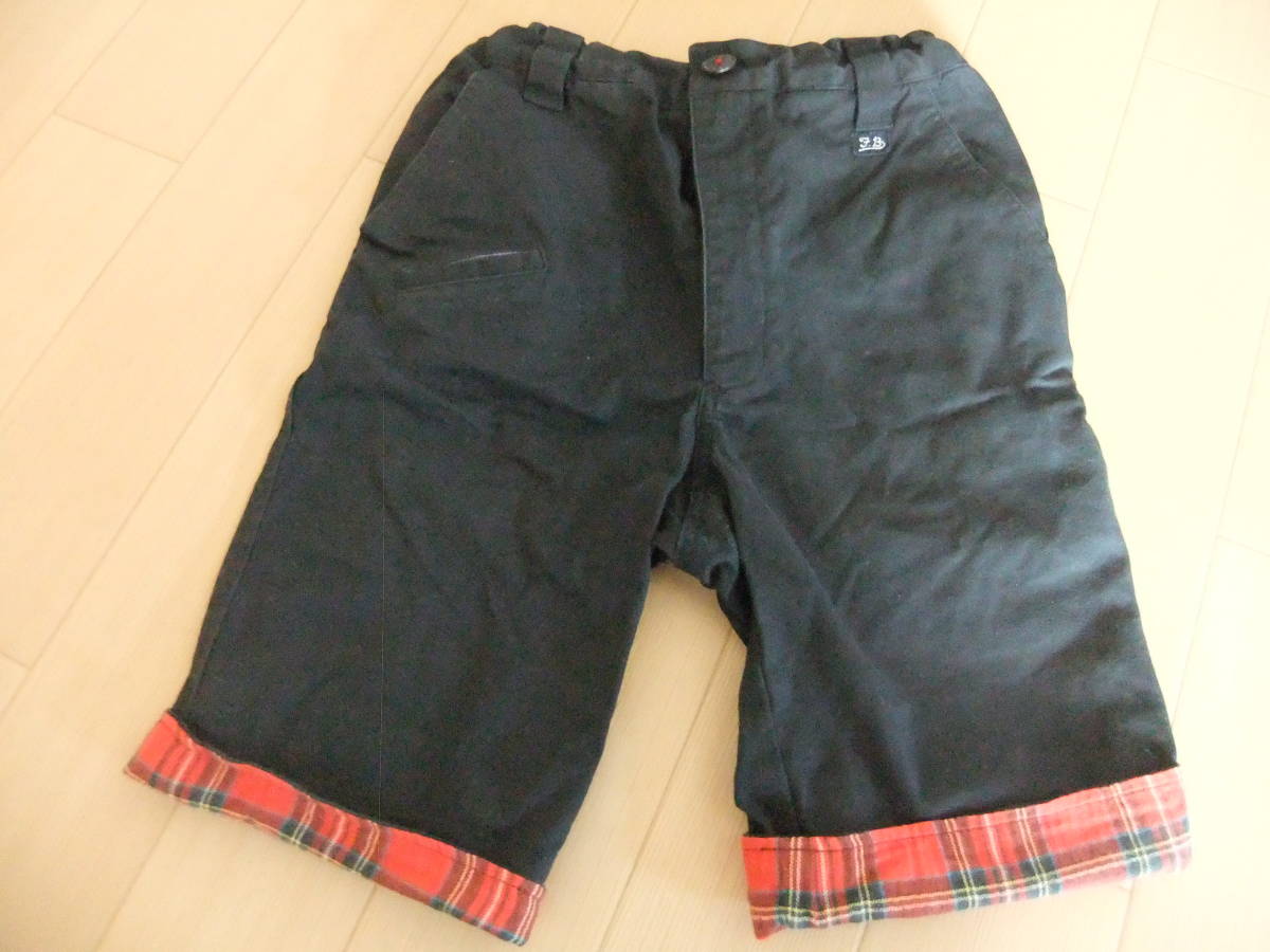 [ beautiful USED] Familia man short bread pants front hook 130. black adjuster attaching 