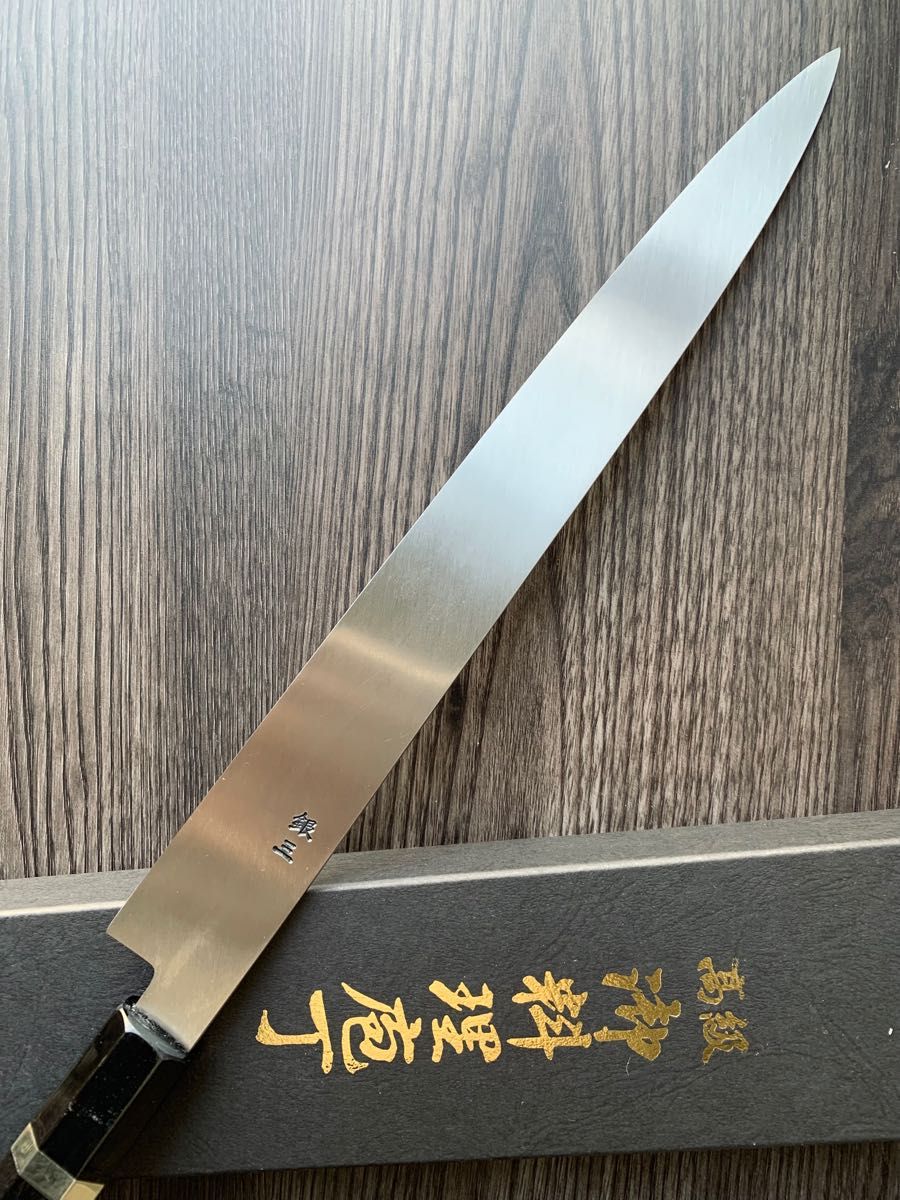 堺打刃物 祥太郎作 刺身 柳 包丁 銀三鋼 尺 銀巻八角黒檀柄 堺打刃物 祥太郎作 刺身 柳 包丁 銀三鋼 尺 銀巻八角黒檀柄