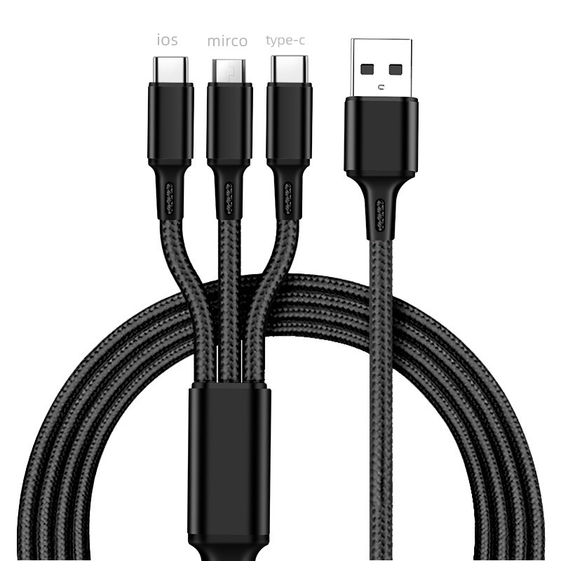 新品 3イン１ 充電ケーブル シルバー 1m USB iPhone タイプⅭ 通販