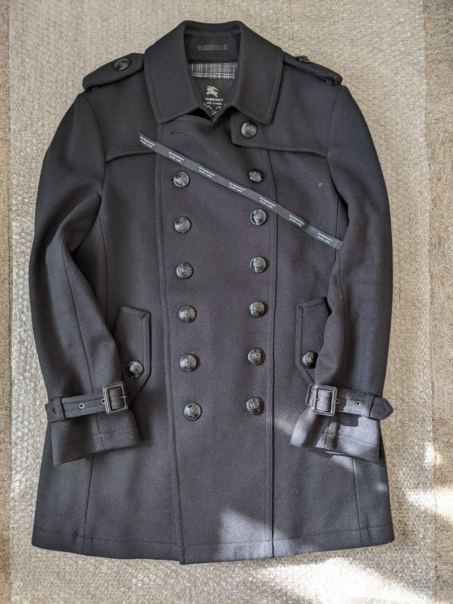BURBERRY BLACK LABEL ブラックレーベル 黒ボタン カシミヤ ナポレオン