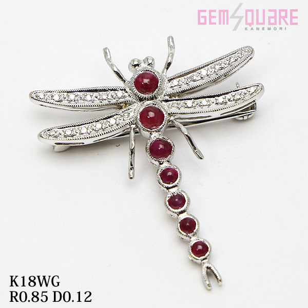 [Возможные переговоры по снижению цен] K18WG Dragonfly Brochi Ruby Diamond R0.85 D0.12 4.4G Красивые товары [Открытие ломба