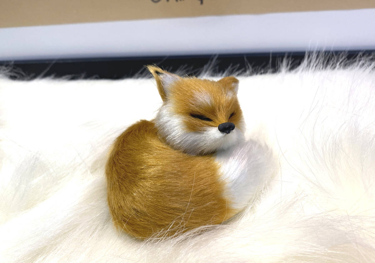  tea color. fox toy fur fox model animal world figure child. toy 