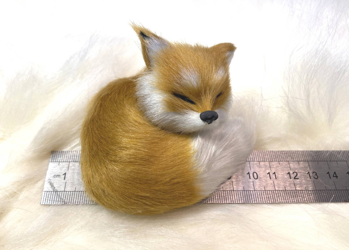  tea color. fox toy fur fox model animal world figure child. toy 