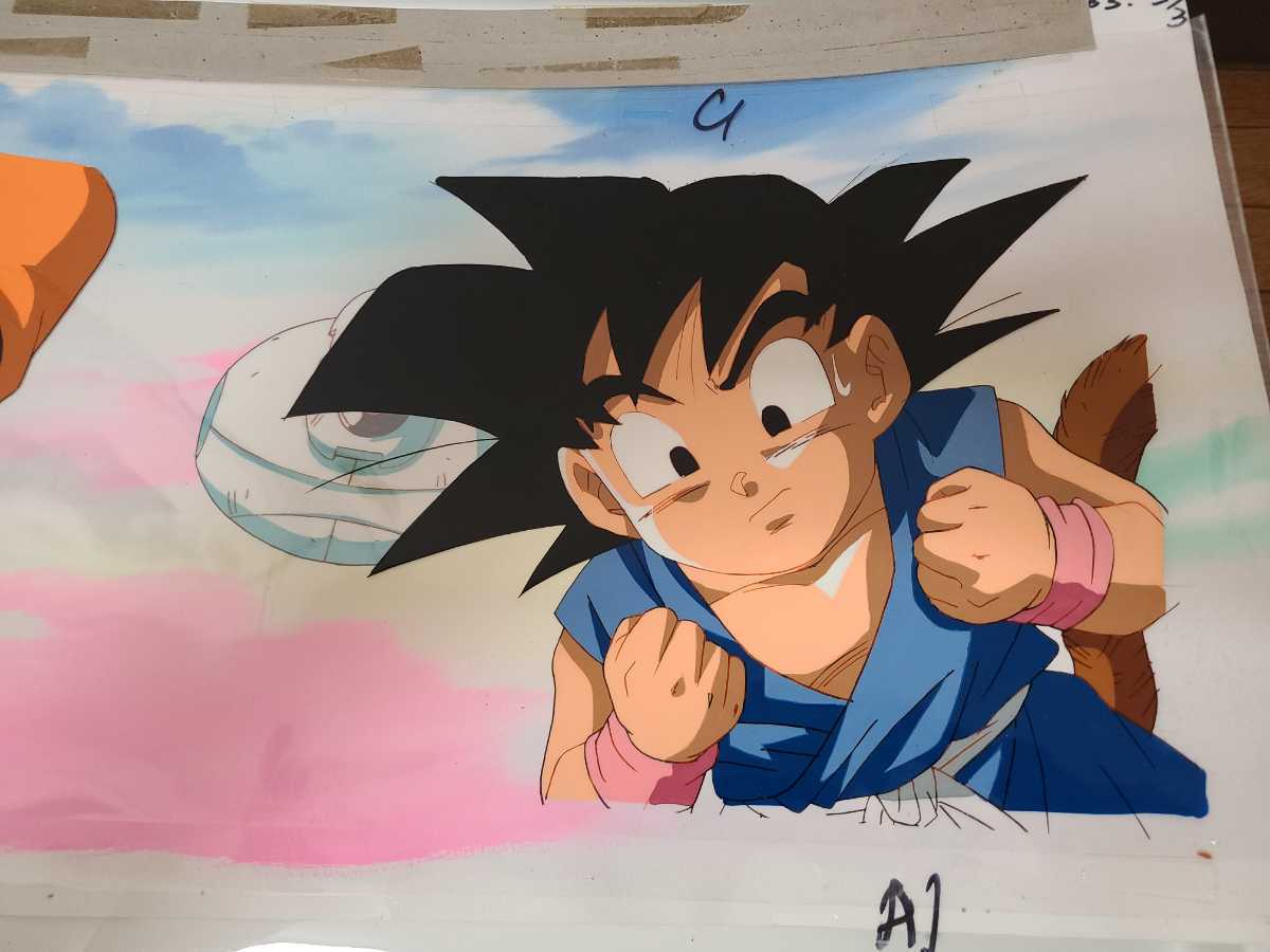 DRAGON BALL 大判横長53㎝ セル画 孫悟空 パン 直筆背景付き