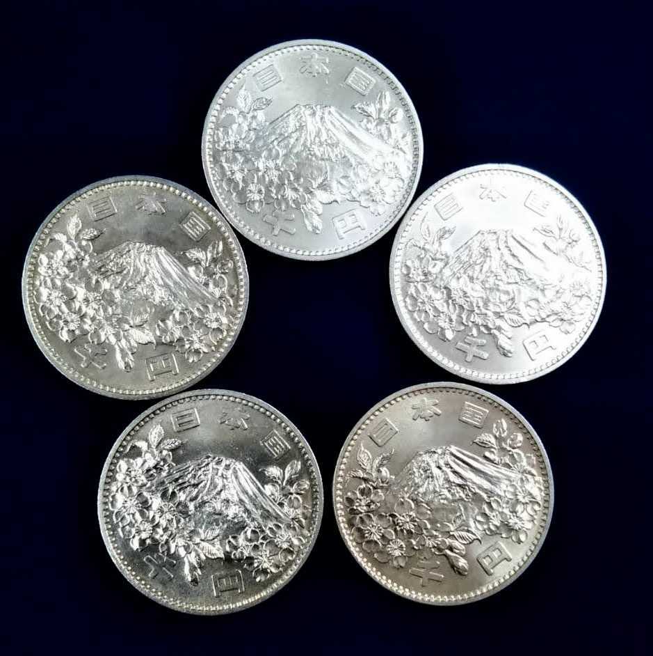 未使用 1964 東京オリンピック 千円銀貨 5枚セット 記念硬貨 東京