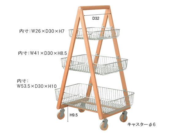 東谷 バスケットワゴン グリーン W55×D35.5×H86.5 PW-54GR キッチンワゴン プランターラック キャスター付 メーカー直送 送料無料_画像2