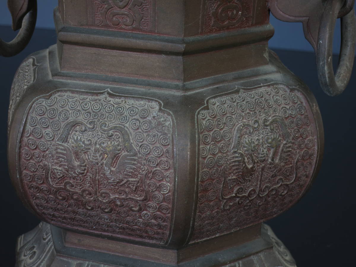 六角型花立】 口径7寸 花瓶 寺院仏具 浄土真宗本願寺派 五具足 三 六角型花立】 口径7寸 花瓶 寺院仏具 浄土真宗本願寺派 五具足 三