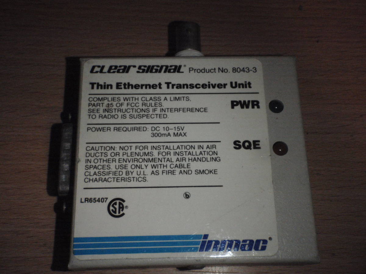 Inmac-1 　inamac製Thin Ethernet Transceiver Unit CLEAR SIGNAL 8043-3