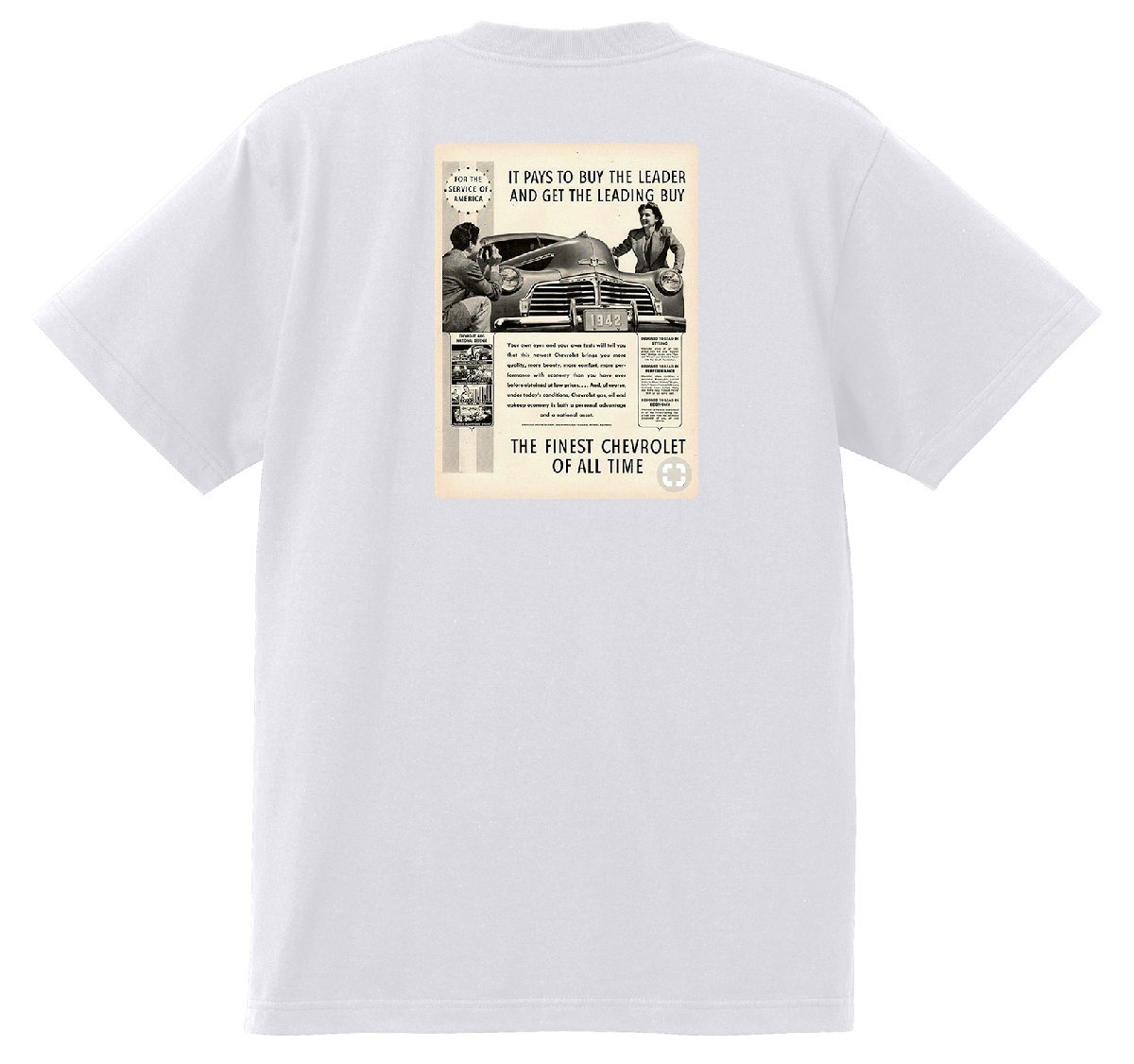 アドバタイジング シボレー 白 166 Ｔシャツ 1942 オールディーズ 50’s 60’s ローライダー ホットロッド フリートライン_画像1