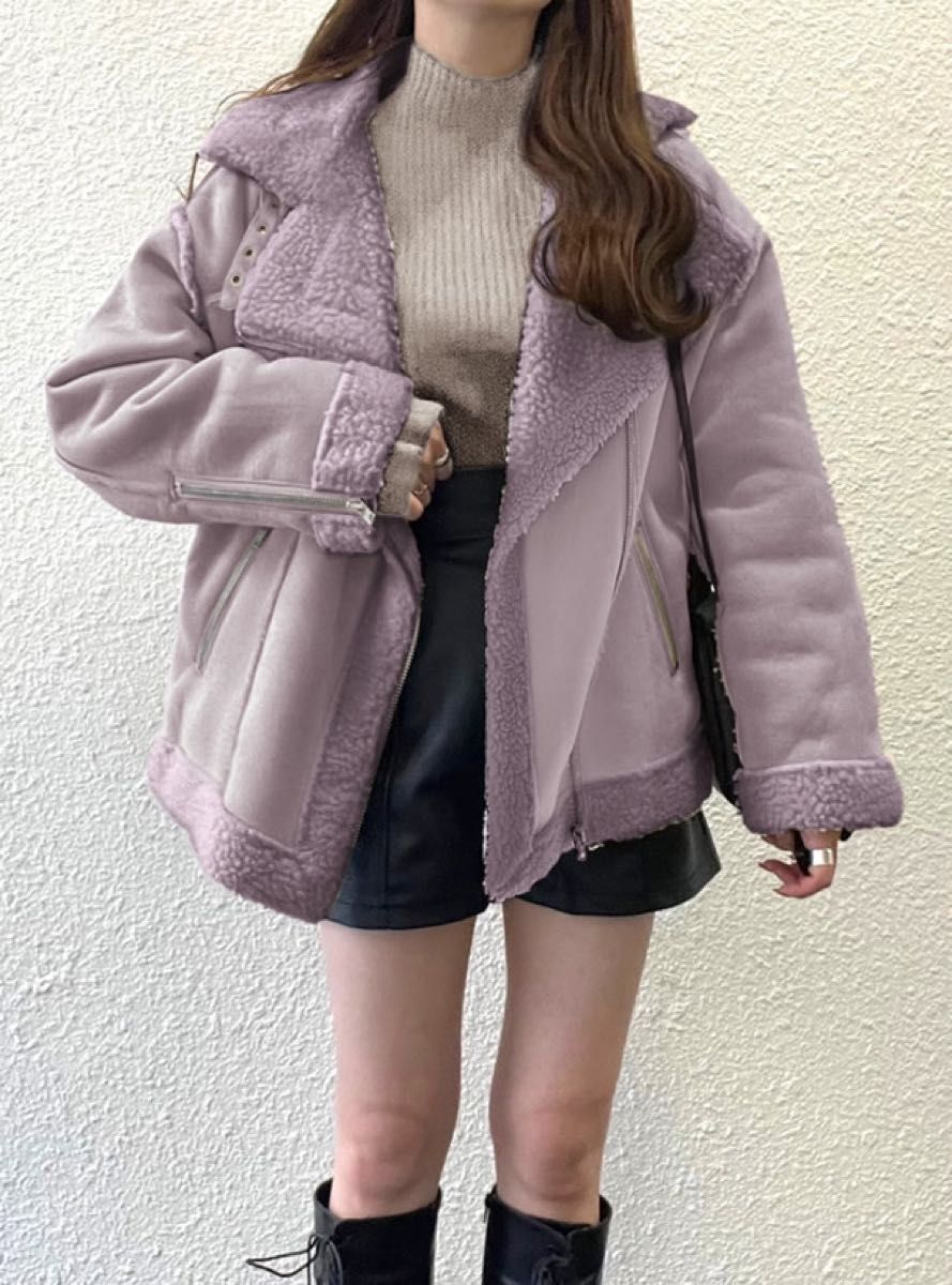 エコムートンライダースジャケット ライダースジャケット フェイクムートン 羊革 ムートンコート Acne Studios