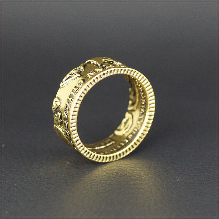 [RING] アメリカ 1893年 コロンビア博覧会 ハーフダラー ヴィンテージ ゴールド 50セントコイン デザイン 9mm リング 29号 【送料無料】_画像2