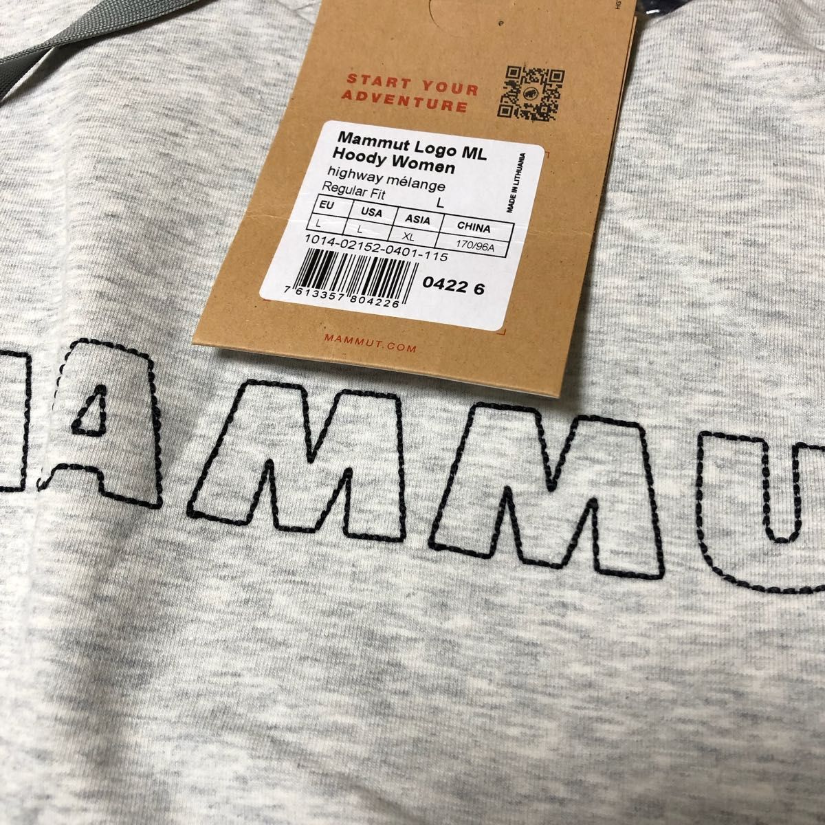 MAMMUT マムート スエットパーカージャケット マムート ロゴ ミッドレイヤー フーディ グレー レディース2サイズ 新品