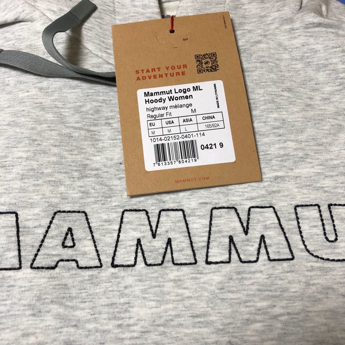 MAMMUT マムート スエットパーカージャケット マムート ロゴ ミッドレイヤー フーディ グレー レディース2サイズ 新品