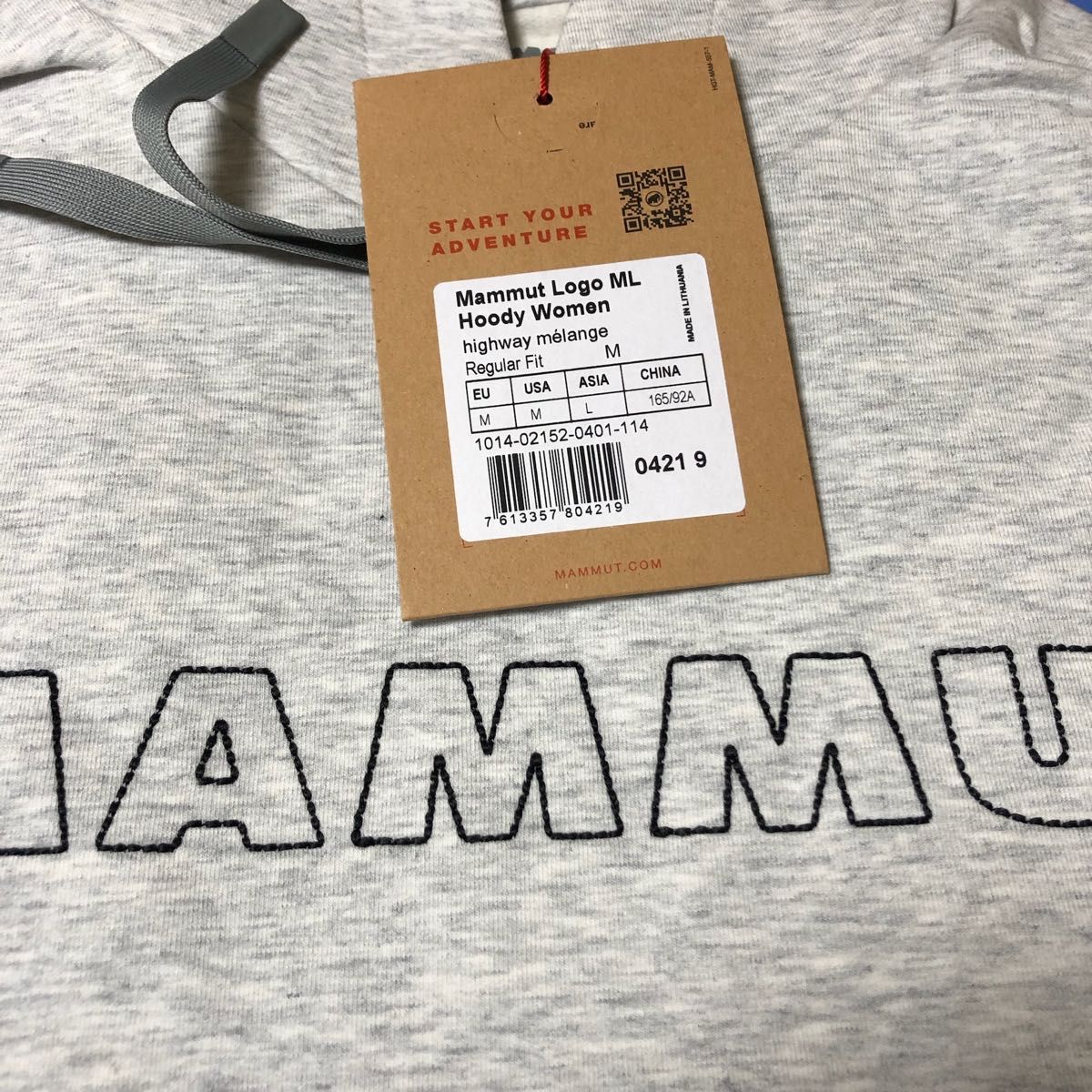 MAMMUT マムート スエットパーカージャケット マムート ロゴ ミッドレイヤー フーディ グレー レディース２サイズ 新品