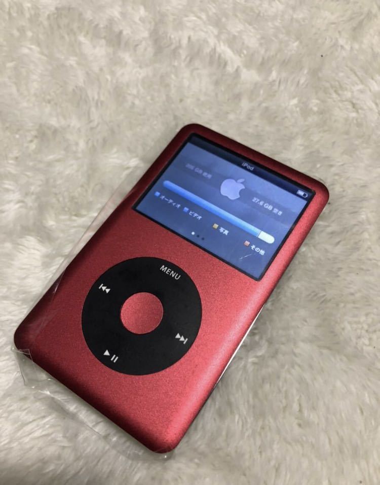 Apple iPod classic 第6.5世代 160GBから256GB 赤黒カラー カスタム 改造 MC297JかMC293J パネル バッテリー新品