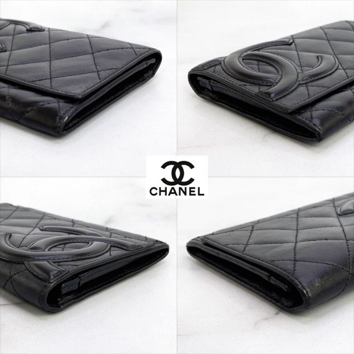 300 長美品 CHANEL シャネル カンボンライン 二つ折り コンパクト財布