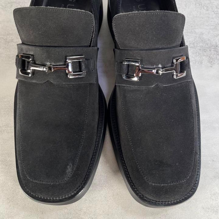 グッチ/GUCCI ビットローファー 革靴 スウェード スクエアトゥ