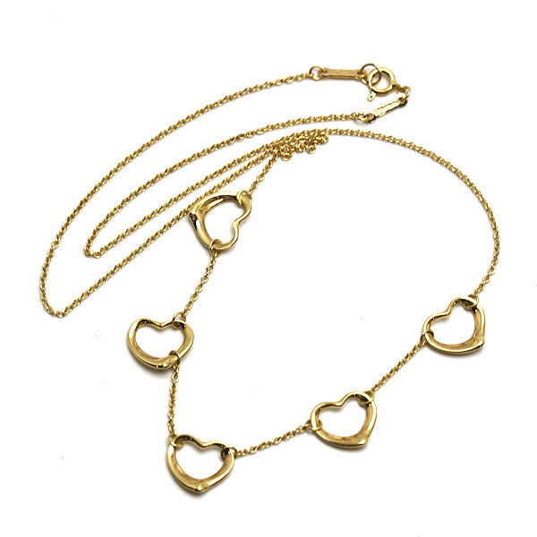 Tiffany&Co. ティファニー 5連オープンハートネックレス 約40cm K18 18
