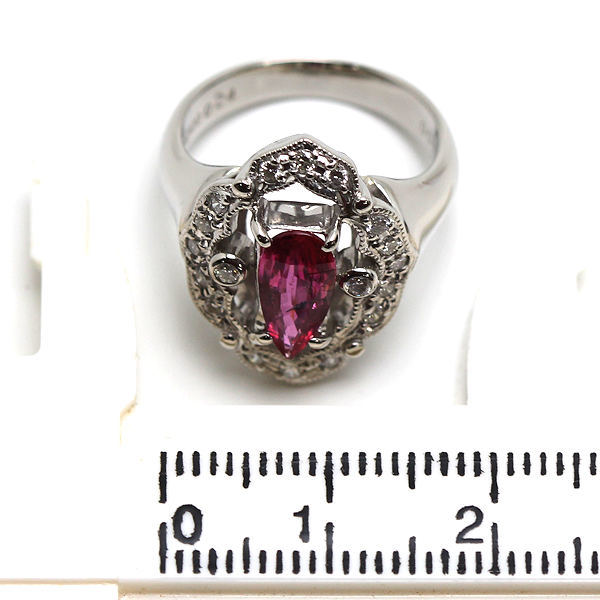 指輪 Pt900 天然ルビーリング 8号 1.006ct 指輪 約9.0g ダイヤモンド