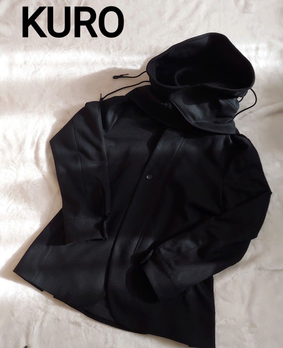 極美品☆クロ KURO ジップアップウールジャケット アウター 1 M 黒