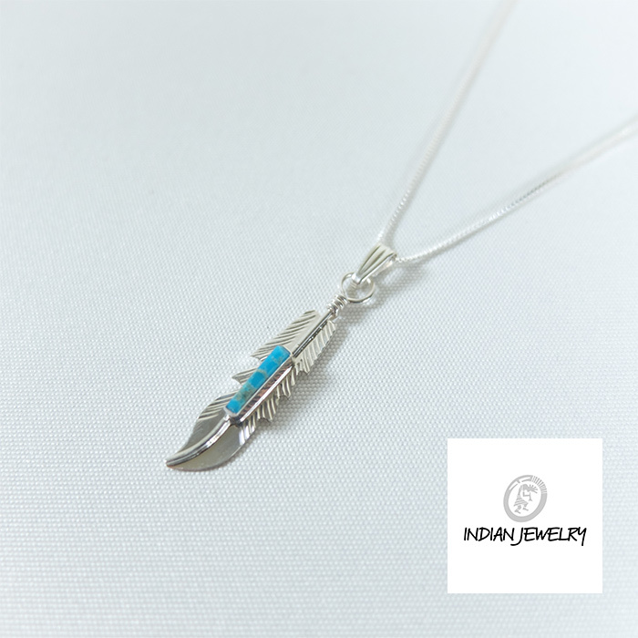 Indian Jewelry タニヤメイス シルバーフェザー INDIAN JEWELRY フェザー ターコイズ シルバーネックレス