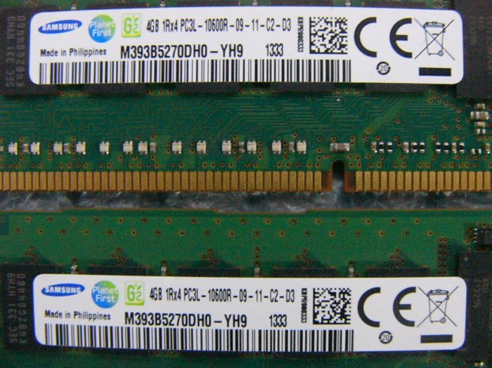 iz10 DDR3 1333 PC3L-10600R Registered 4GB SAMSUNG M393B5270DH0-YH9 2枚 合計8GB 在庫6_画像2