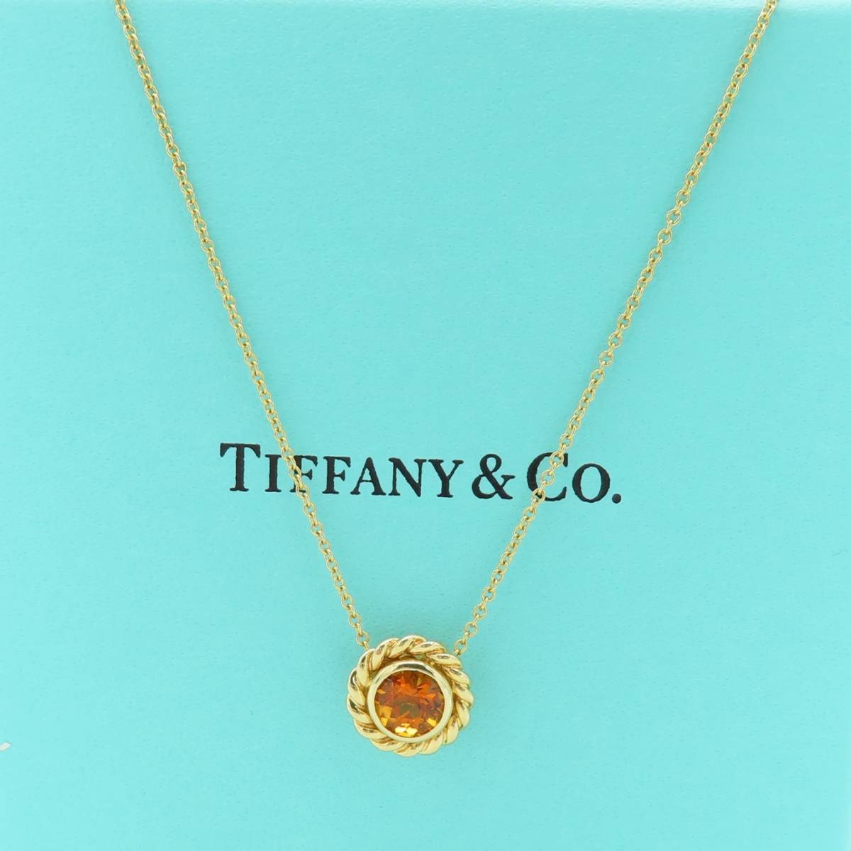 極希少 美品 Tiffany&Co. ティファニー スパークラー シトリン サークル イエロー ゴールド ネックレス 750 K18 AA190
