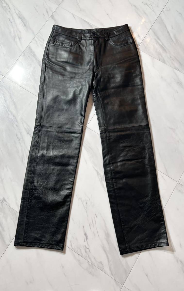 超 美品 希少 名作 Paul Smith カウハイド レザー パンツ 30 ブラック
