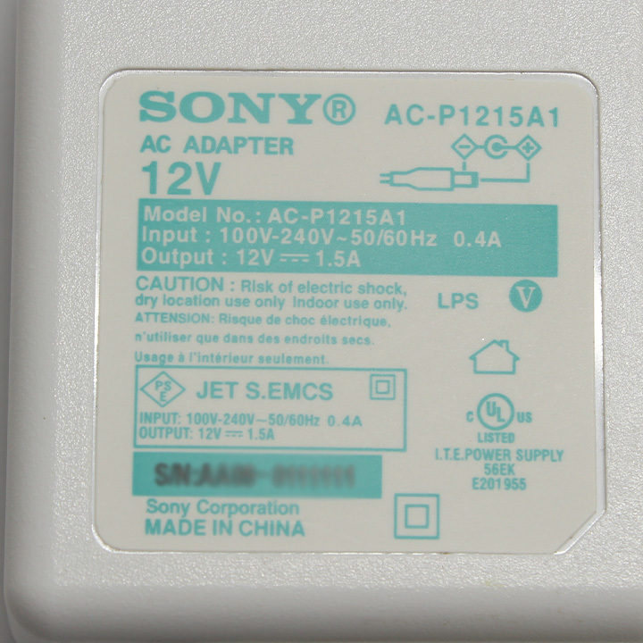 【8個セット】ACアダプター 12V 1.5A【純正品】SONY AC-P1215A_画像2