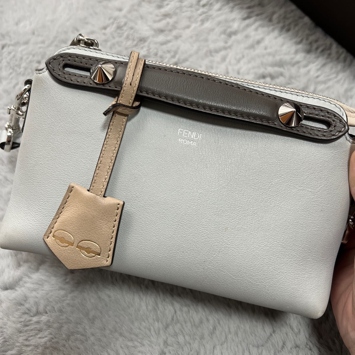 FENDI 2WAYバッグ ミニ バイザウェイ グレース レザー グレー