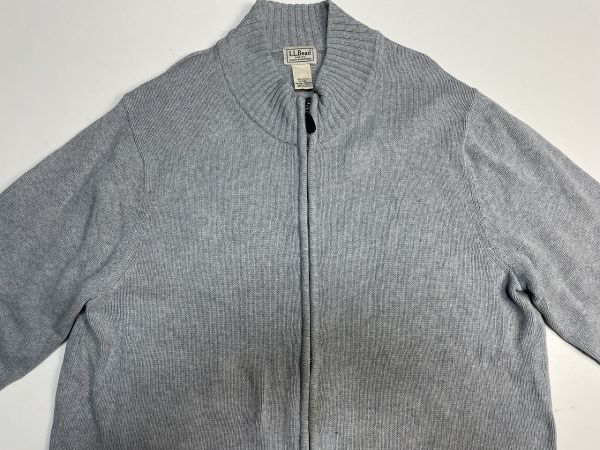 ☆ビッグサイズ US古着 L.L.Bean エルエルビーン コットンニット セーター ジャンパー ジップアップ ハイネック グレー【XL】  ◆3667◆の画像7