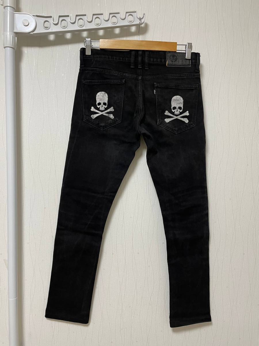 [Roen Jeans] バックスカル ストレッチスキニー ブラックデニムパンツ 28 日本製 ロエンジーンズの画像1