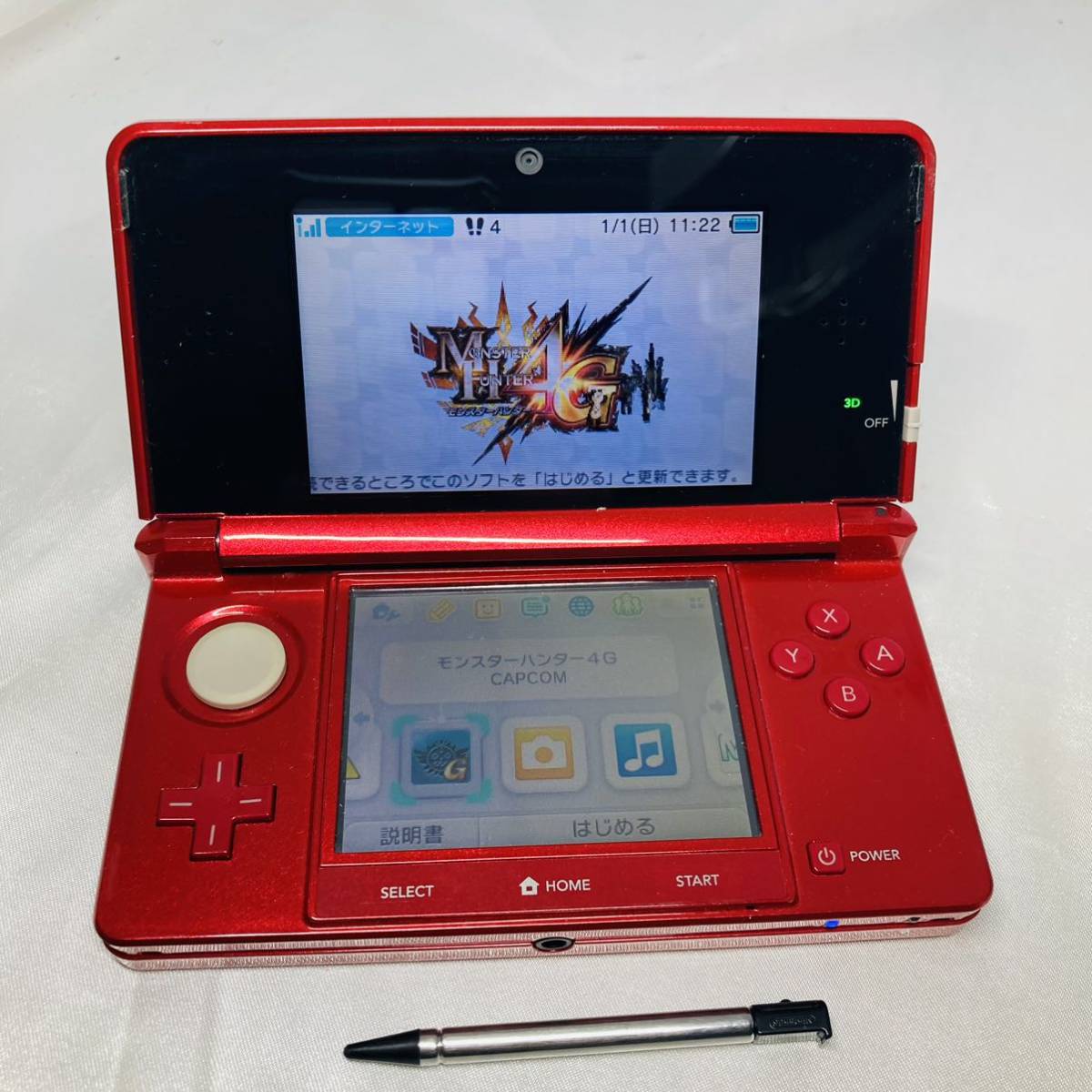 1円～ 美品 動作確認済 NINTENDO 3DS メタリックレッド 本体 任天堂 metallic red 送料全国520円