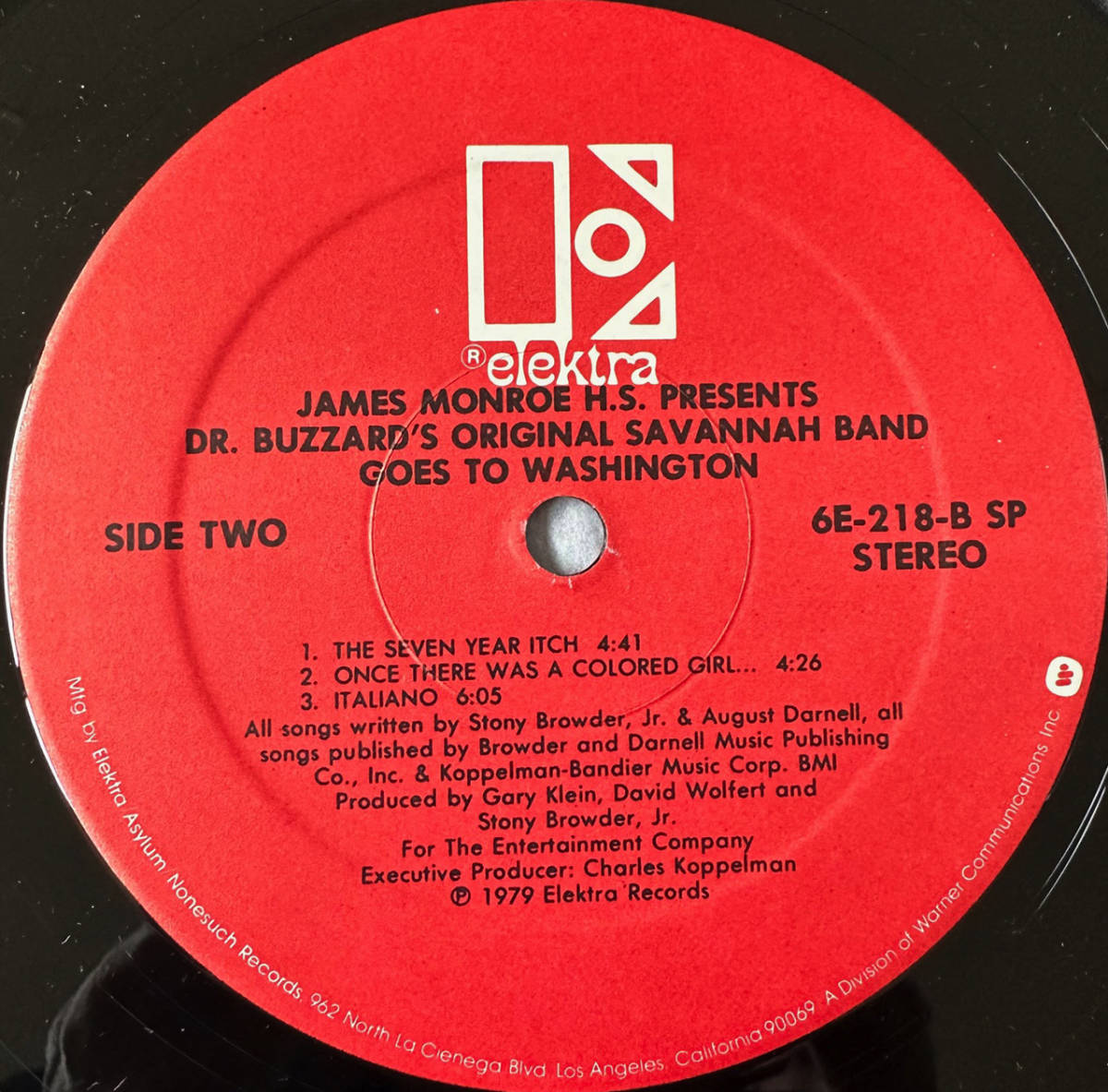 ■1979年 オリジナル US盤 James Monroe H.S. Presents Dr. Buzzard's Original Savannah Band Goes To Washington 12”LP 6E-218 Elektra_画像5