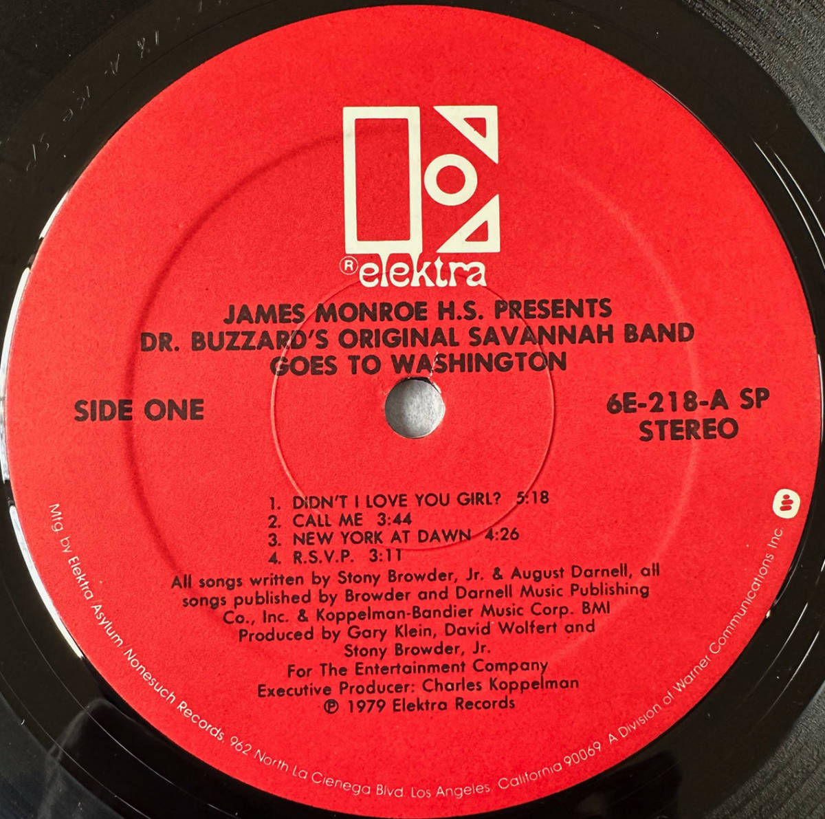 ■1979年 オリジナル US盤 James Monroe H.S. Presents Dr. Buzzard's Original Savannah Band Goes To Washington 12”LP 6E-218 Elektra_画像4