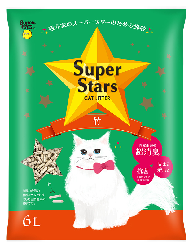 [スーパーキャット] Super Stars CATLITTER 竹 6L ※2021年新製品＆オススメ商品 入数6 【5ケース販売】