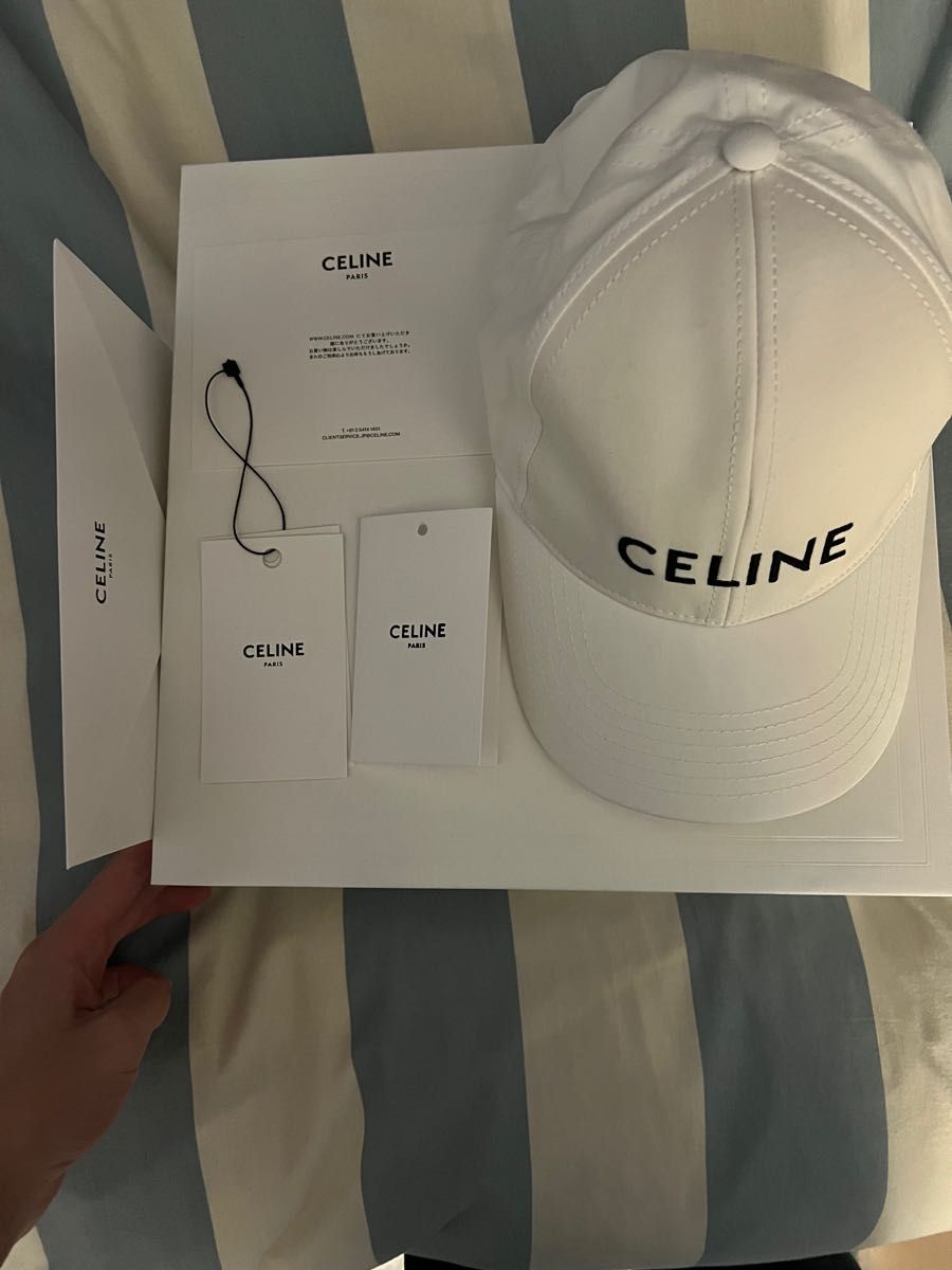 CELINE ベースボールキャップ / コットン ホワイト Sサイズ ※正規品、最終値下げになります