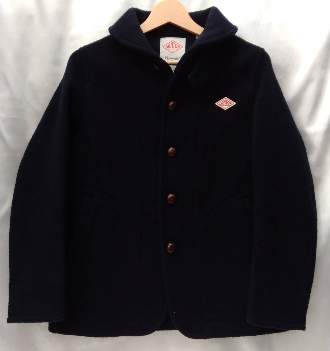 DANTON ダントン ウールモッサシングルジャケット サイズ34 紺色 ネイビー 日本製 MADE IN JAPAN_画像1