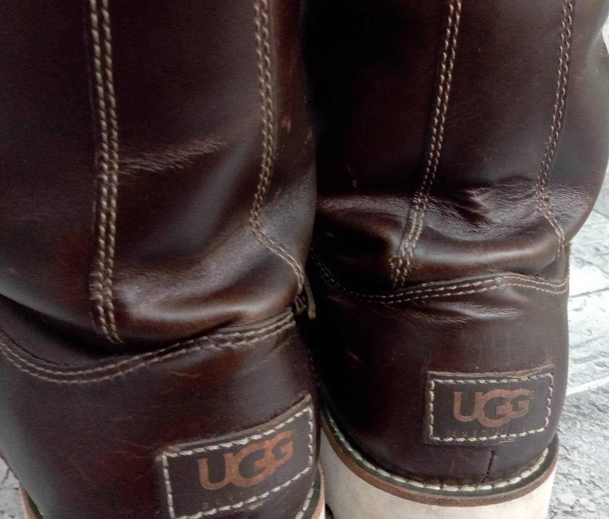 UGG CARNERO アグ ムートンエンジニアブーツ その他ブーツ ブラウン レザー サイズ25.0 ユニセックス 店舗受取可_型崩れあり