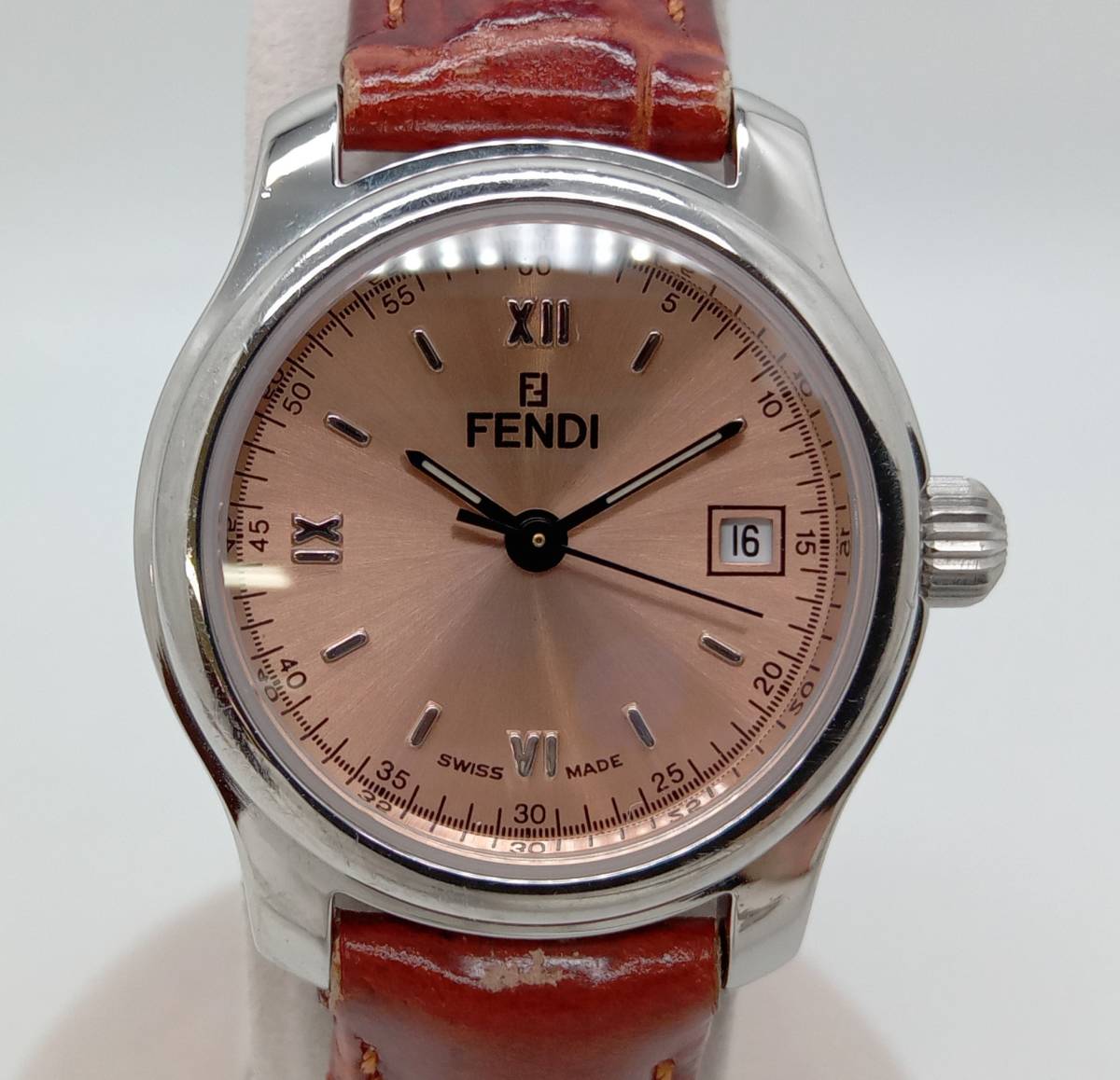 FENDI フェンディ クォーツ レディース 腕時計 210L デイト サーモン