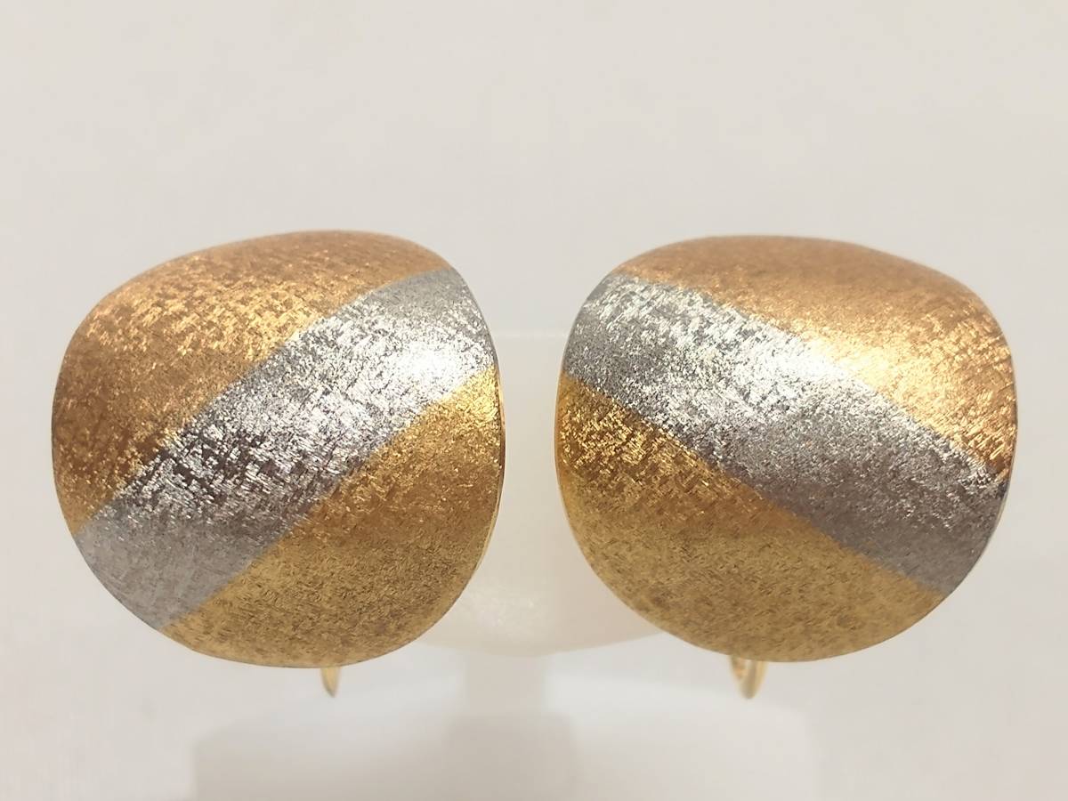 K18 イヤリング 5.1g H1.65×W1.60cm ネジ式 ツヤ消し加工 superfudo.lt