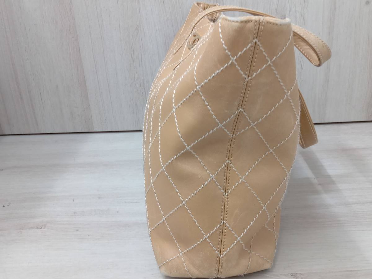 CHANEL シャネル ワイルドステッチ レザー ベージュ トートバッグ