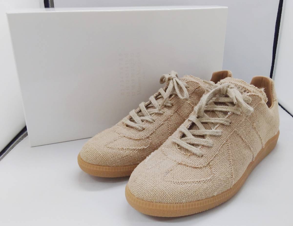 未使用 Maison Margiela / メゾンマルジェラ / REPLICA SNEAKER ジャーマントレーナー /サイズ43 27.5cm / ヘンプ / ブラウン / スニーカー