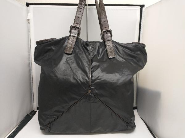 【お値下げ】BOTTEGA VENETA 244898 スピンネーカー ナイロン／トートバッグ／黒茶(レザー)