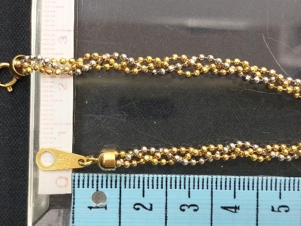 K18 Pt850 コンビ デザインブレスレット 編み込み 三つ編み 18K YG