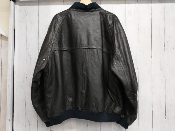 LAKETAHOE USED 90s Vintage 本革 ビッグサイズ レザージャケット 内側キルティング ブルゾン シングルライダース サイズ56 ブラック