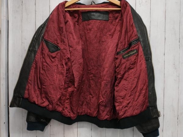 LAKETAHOE USED 90s Vintage 本革 ビッグサイズ レザージャケット 内側キルティング ブルゾン シングルライダース サイズ56 ブラック