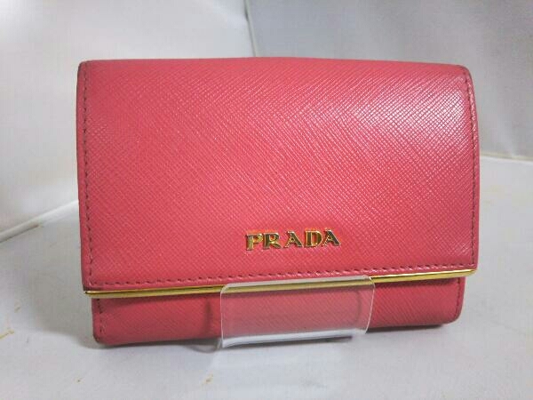 PRADA プラダ 1M0523 二つ折り財布 ピンク 付属品有り ギャランティーカード有り