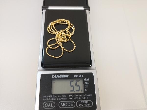 K18 シリンダー チェーン ネックレス 5.5g アジャスター50cm 1.5mm 18K