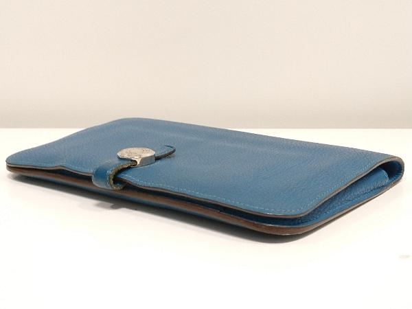 HERMES エルメス ドゴンGM 二つ折り財布 ポーチ ブルー 青 トリヨン